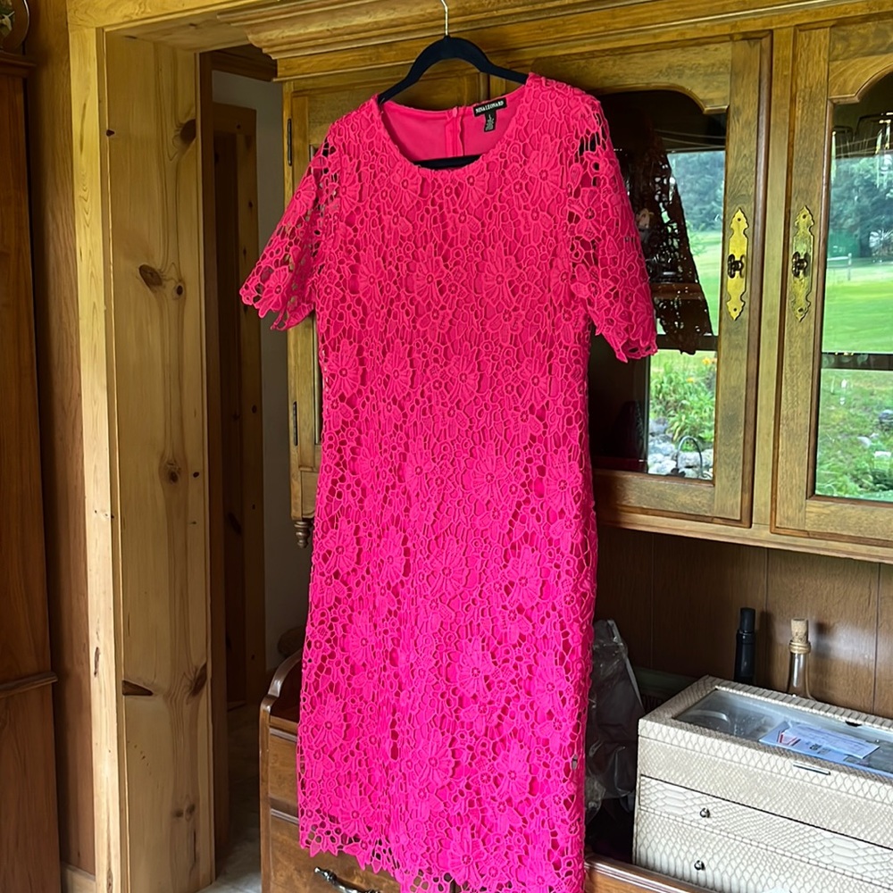 Nina Leonard Lacey Cutout Dress
